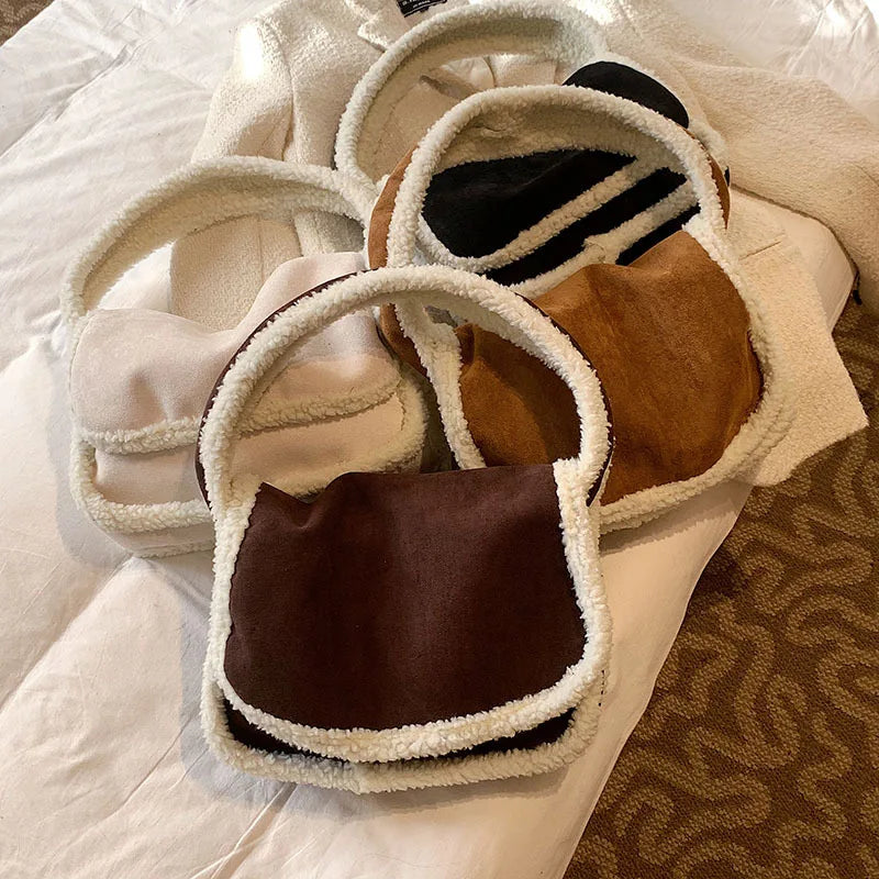 Winter Plush Handbags Large Capacity Tote Shoulder Bags