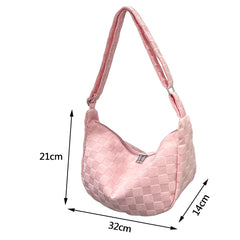 Women's Half Moon Waffle Plaid Messenger Bag