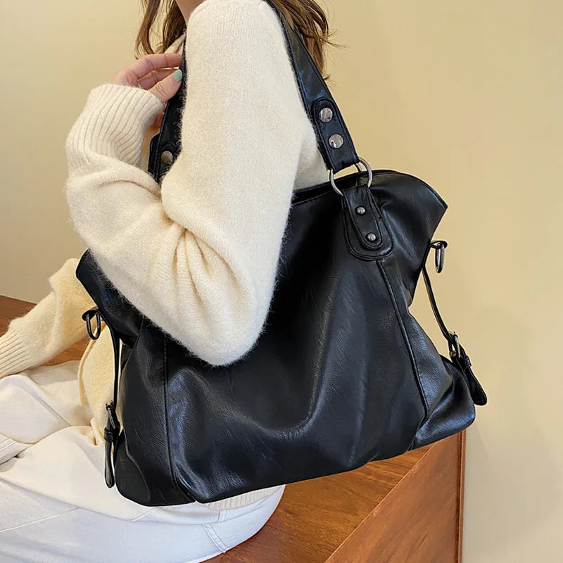 Women's Big Size Tote Bag Pu Leather Crossbody Travel Shopper Shoulder Bags