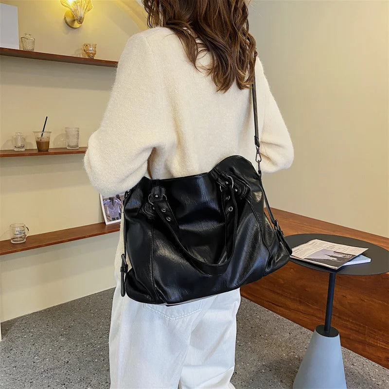 Women's Big Size Tote Bag Pu Leather Crossbody Travel Shopper Shoulder Bags
