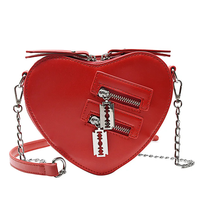 Heart Shape Shoulder Bag Women PU Leather Chain Crossbody Bag