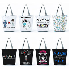 Women's Nurse Letter Print Tote Bag High Capacity Reusable Shopping Bags