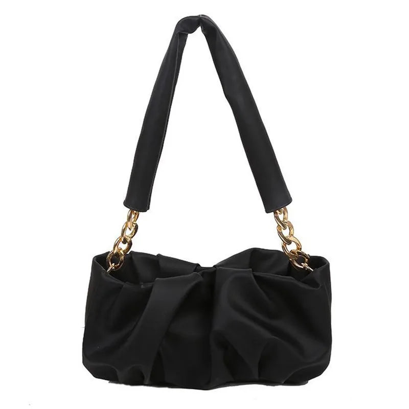 PU Cloud Bag Soft Leather Pleated Shoulder Crossbody Purse Clutch Bags