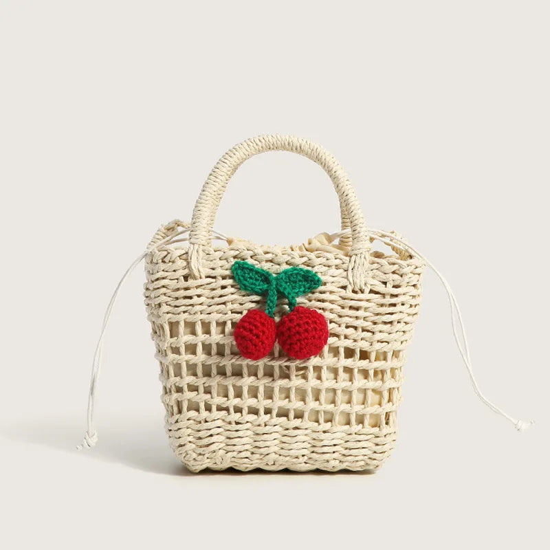 Straw Suction Bucket Shoulder Messenger Bag Handbag