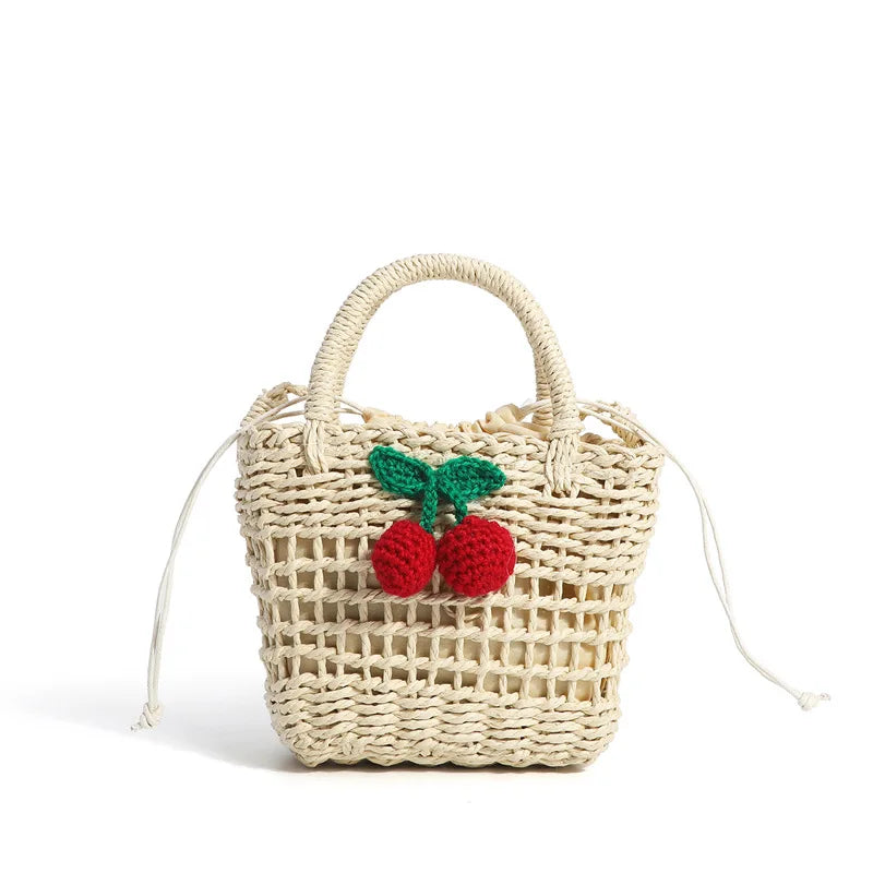 Straw Suction Bucket Shoulder Messenger Bag Handbag
