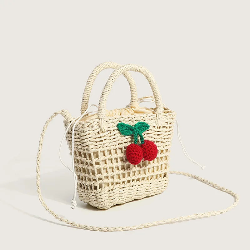 Straw Suction Bucket Shoulder Messenger Bag Handbag