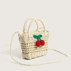 Straw Suction Bucket Shoulder Messenger Bag Handbag