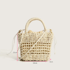 Straw Suction Bucket Shoulder Messenger Bag Handbag