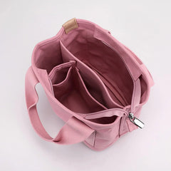 Large Canvas Tote Shoulder Bag - Multi-Pocket Handbag
