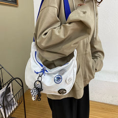 Women's Large Canvas Shoulder Bag Plaid Crossbody Messenger Bag