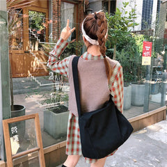 Large Capacity Canvas Messenger Bag- Foldable for Work, Shopping