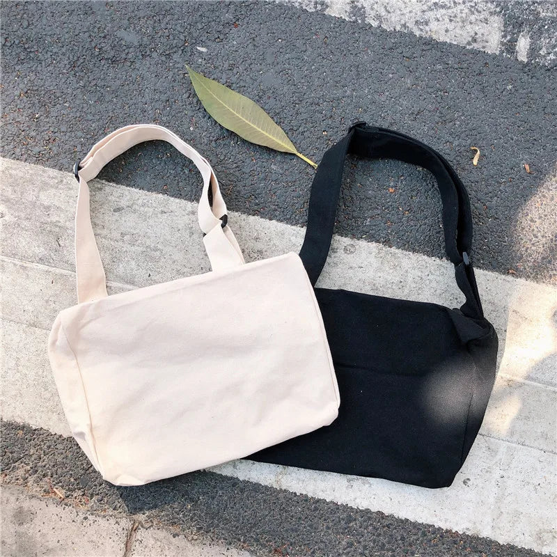 Large Capacity Canvas Messenger Bag- Foldable for Work, Shopping
