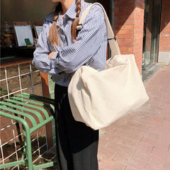 Large Capacity Canvas Messenger Bag- Foldable for Work, Shopping