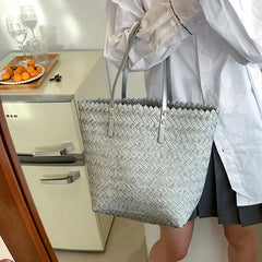 Large Straw Woven Shoulder Bag for Women Summer Travel Beach