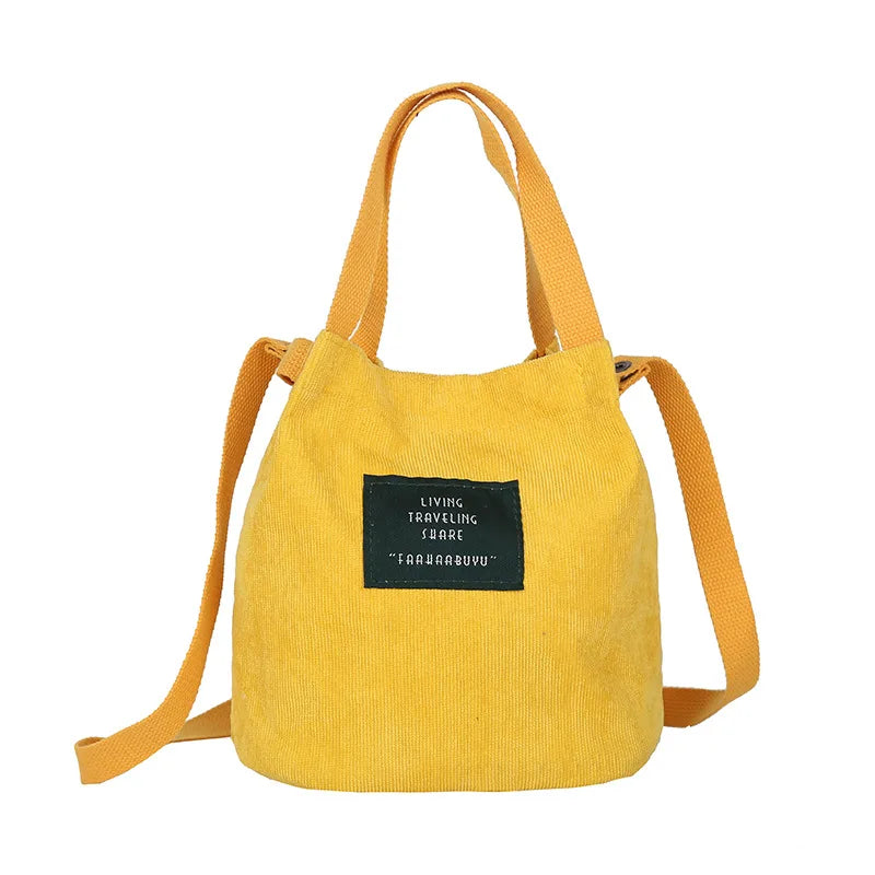 Women's Corduroy Shopper Shoulder Tote Bag Handbag