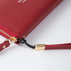 Women's Long Wallet Leaf Zipper Bag Large Capacity Hand-Held Foreskin Clip