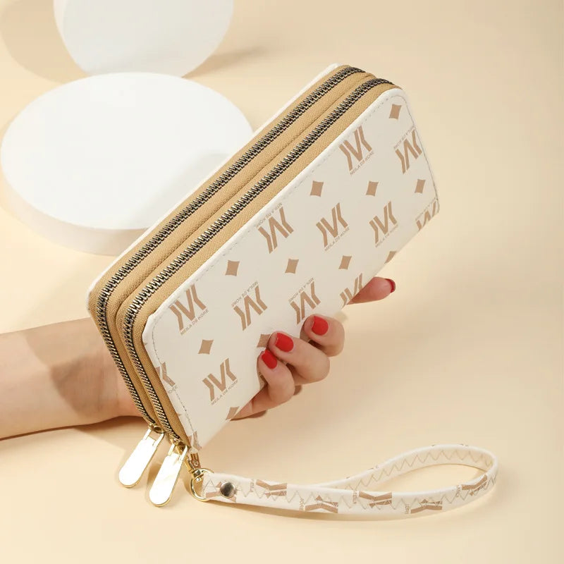 Women's Long Wallet Large Capacity Double Zipper Clutch Bag