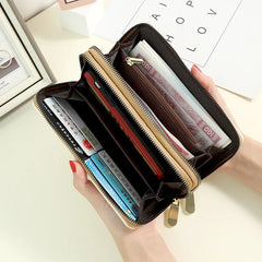 Women's Long Wallet Large Capacity Double Zipper Clutch Bag