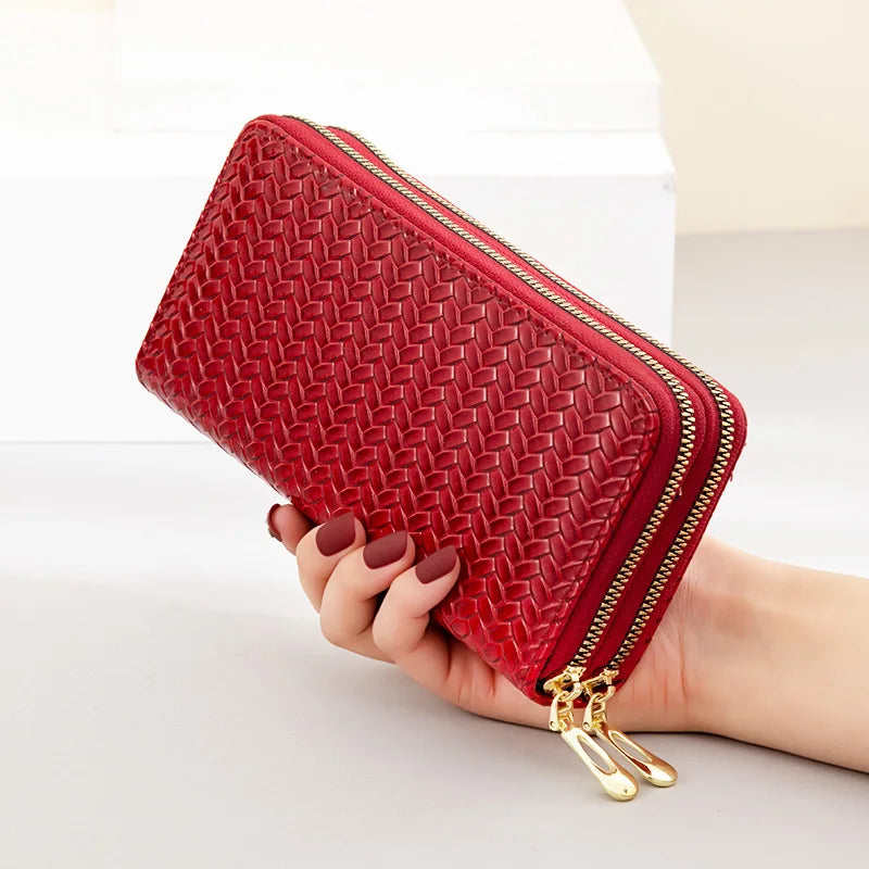 Patent Leather Double Zip Large Wallet Clutch Bag