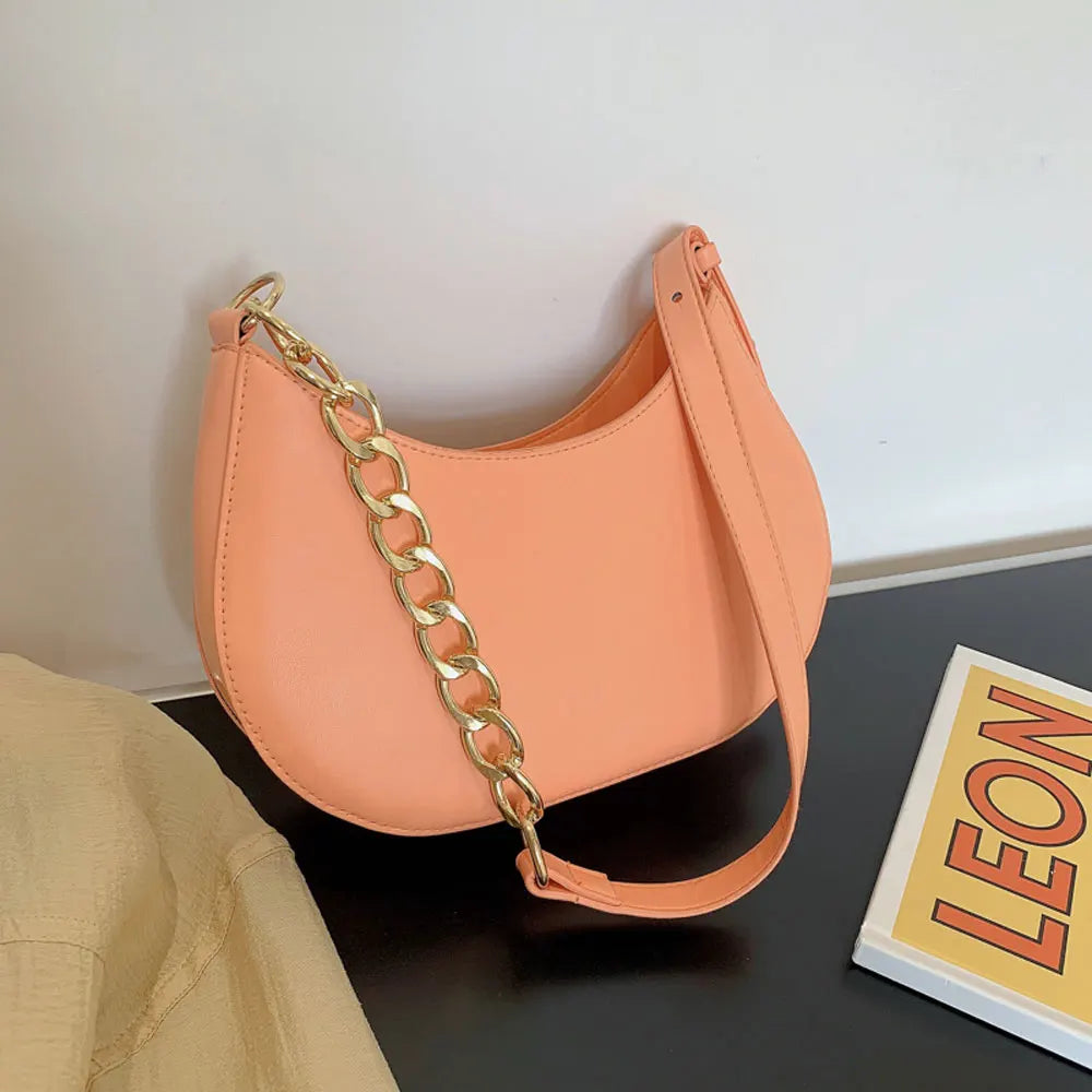 Women's Leather Shoulder Bag Chain Hobo Bag