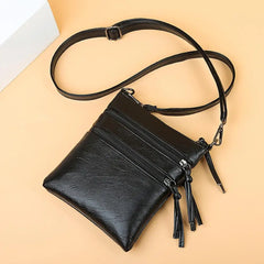 Women's Zipper Pocket Crossbody Bag Soft Leather Shoulder Bag