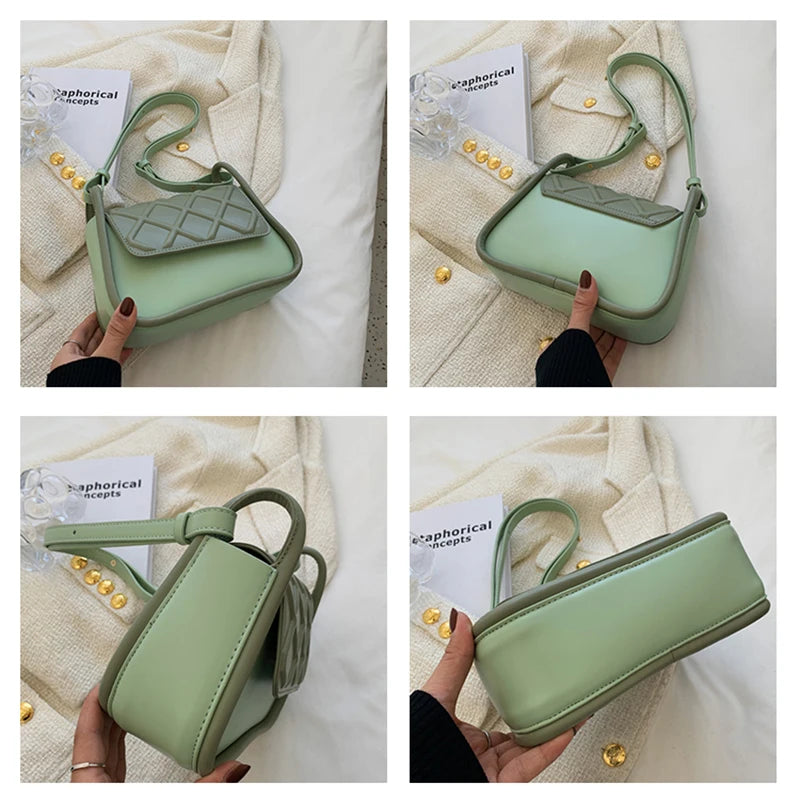 Women's PU Leather Crossbody Bag Square Shoulder Bag Yellow Khaki