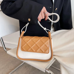 Women's PU Leather Crossbody Bag Square Shoulder Bag Yellow Khaki