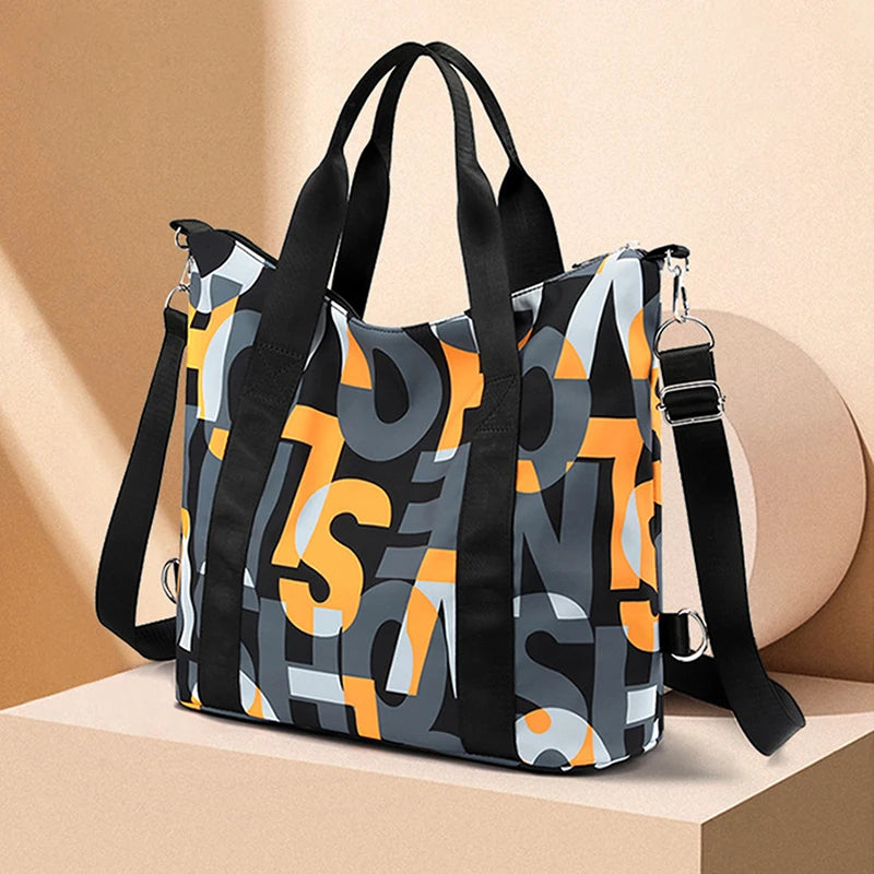 Women's Messenger Bags Nylon Shoulder Totes Letter Printed Handbag
