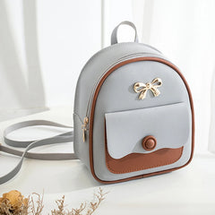Women's Mini Backpack PU Leather Graceful Bagpack Small School Bags Bow-knot