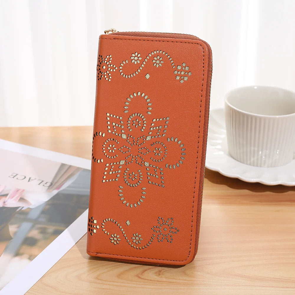 Women's Long Zipper Handbag Hollow Wallet Personalized Women's Bag