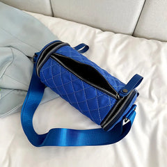 Solid Nylon Crossbody Bag Wide Strap Tote & Purse Cylindrical Shoulder Bag