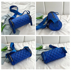 Solid Nylon Crossbody Bag Wide Strap Tote & Purse Cylindrical Shoulder Bag