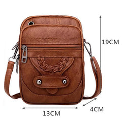 Women's Textured Messenger Shoulder Bag Soft Leather Crossbody Bag
