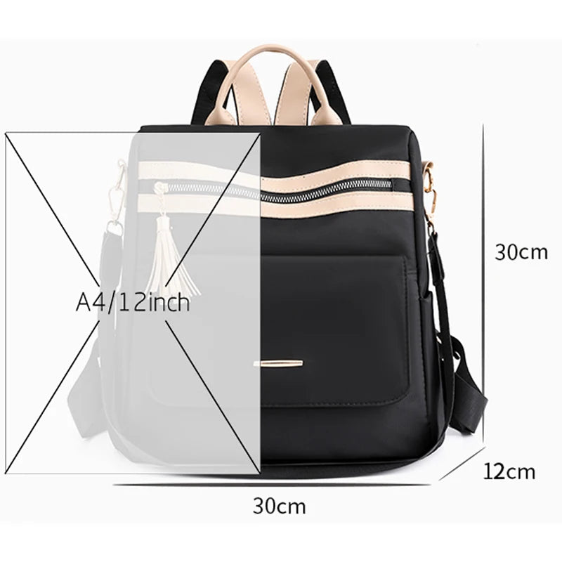 Large Capacity Anti-Theft Nylon Backpack for Women