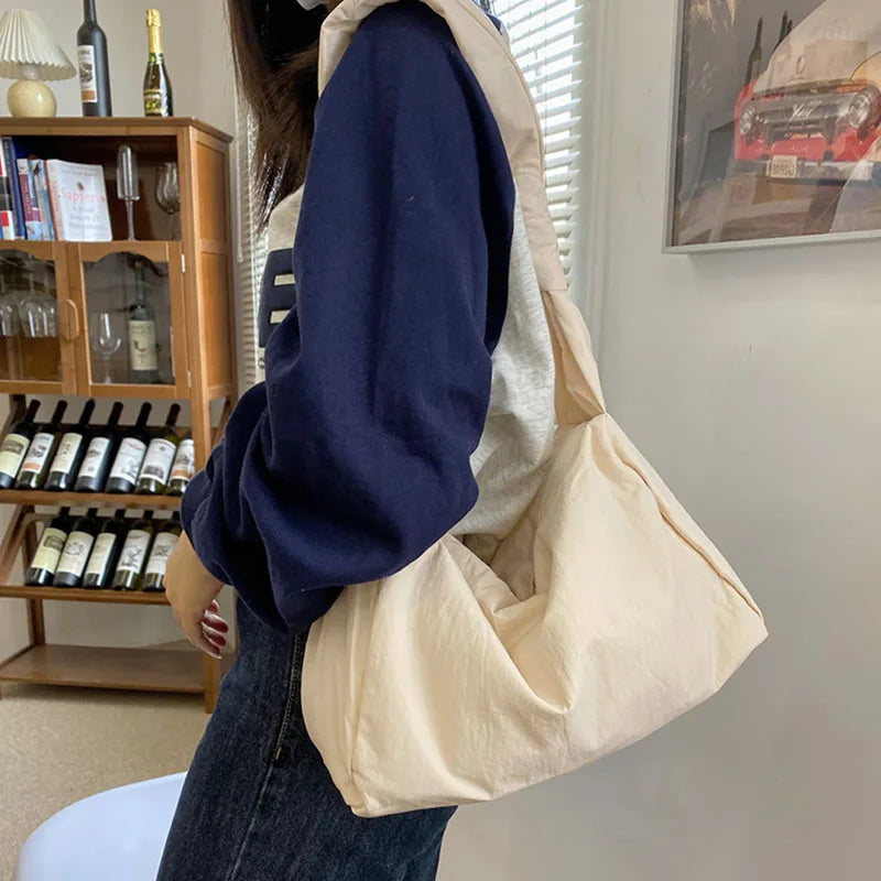 Women's Nylon Totes Shoulder Bags Solid Messenger Handbags Big Capacity