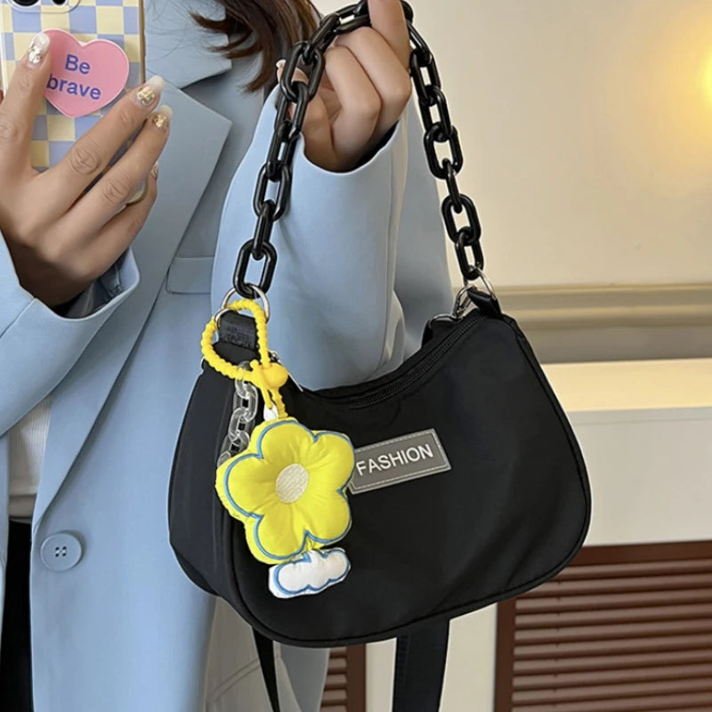 Women's Nylon Flower Shoulder Bag Hand Bags