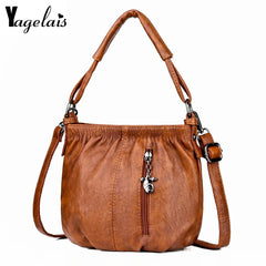 Women's Oil Wax Leather Handbag Tote Bag Wine