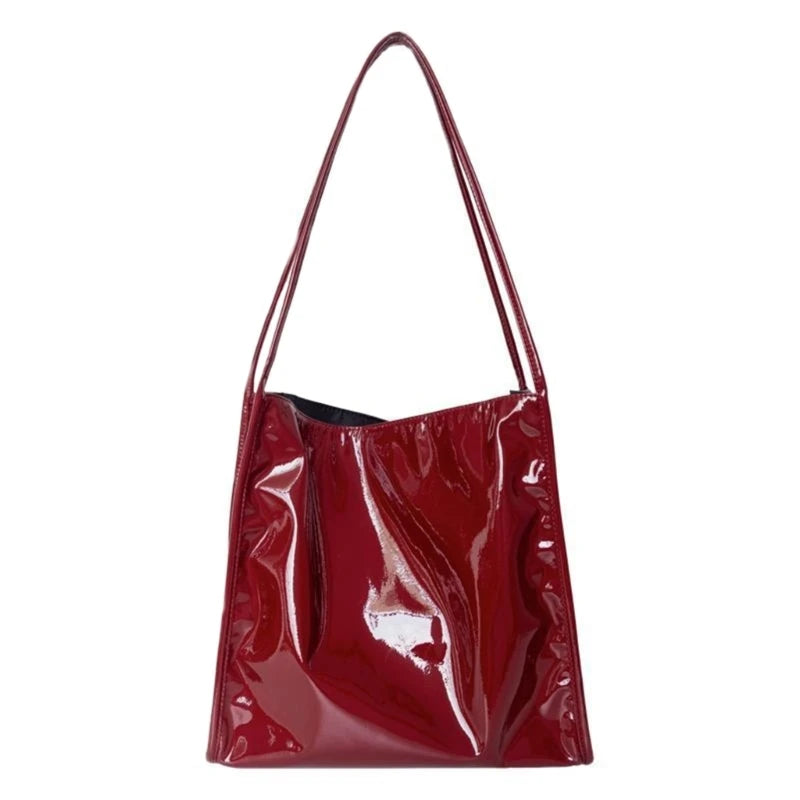 Women's Double Strap PU Crossbody Bag Large Capacity Tote Shopping Bag