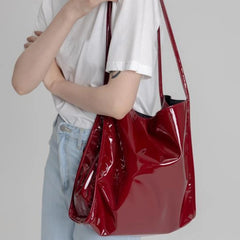 Women's Double Strap PU Crossbody Bag Large Capacity Tote Shopping Bag
