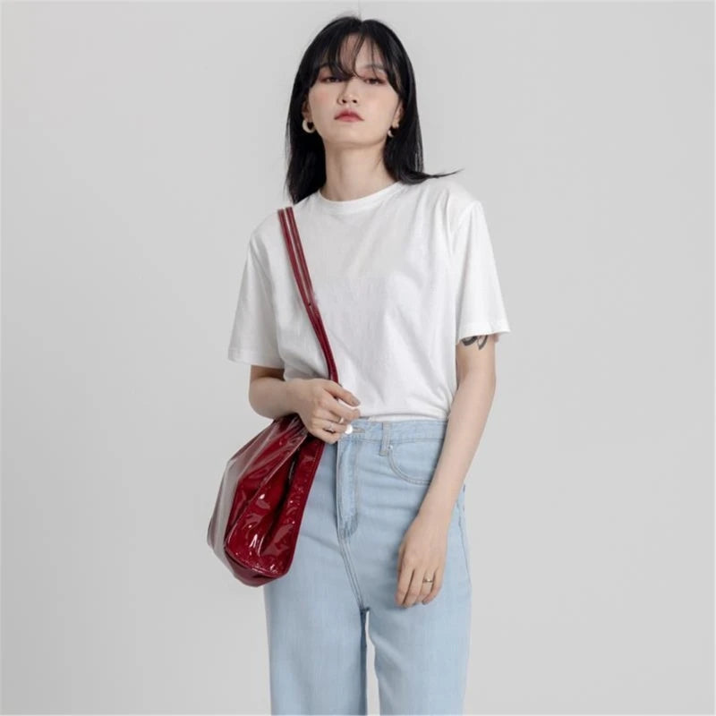 Women's Double Strap PU Crossbody Bag Large Capacity Tote Shopping Bag