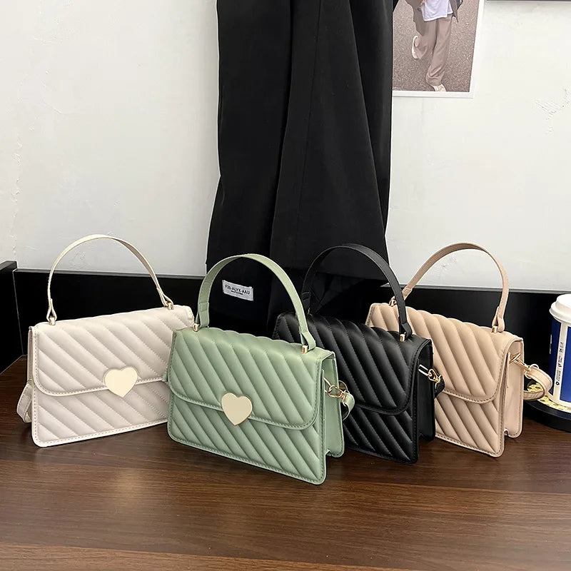 Women's PU Leather Shoulder Bag Flap Square Messenger Tote and Wallet Satchel