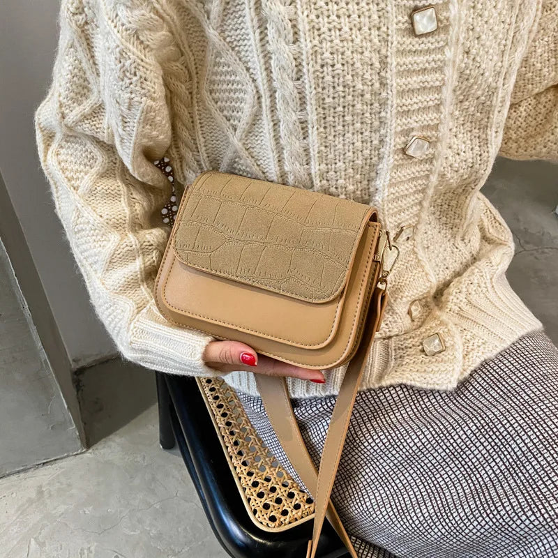 Women's Crocodile Pattern Flap Bag Small Square Wallet