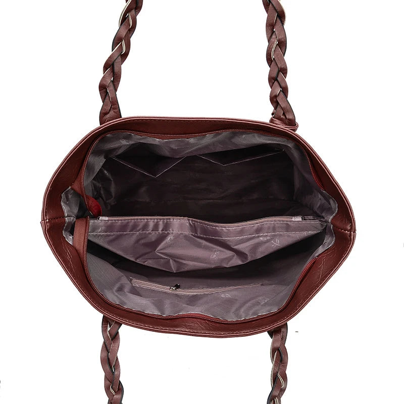 Women's Vintage Tassel Shoulder Bags PU Leather Big Capacity Handbag Bolsas