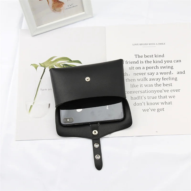 Women's PU Leather Waist Bag with Chain Belt Full Hole Punk Style Belt Phone Sho