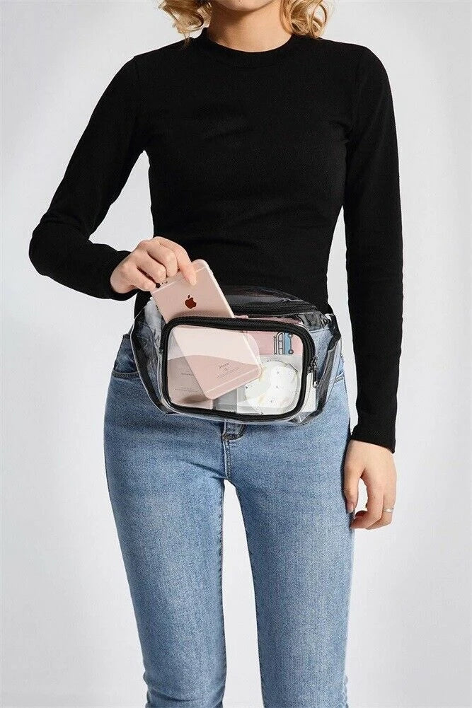 Women's PVC Clear Waist Bag Large Capacity Wear-Resistant Jelly Messenger Bag