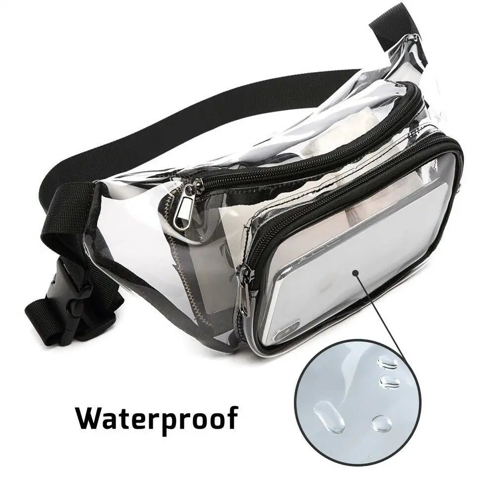 Women's PVC Clear Waist Bag Large Capacity Wear-Resistant Jelly Messenger Bag