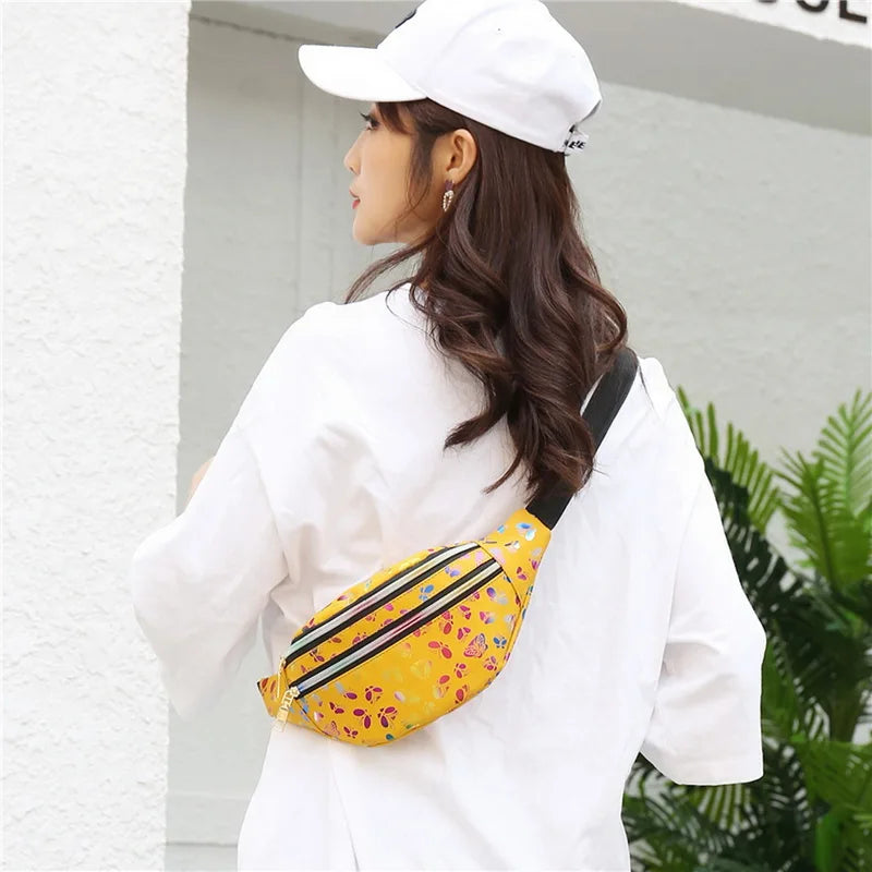 Women's Printed Waist Bag Fanny Pack Colorful Girls Bum Bag