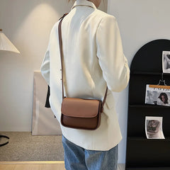 Women's Pu Flap Crossbody Bag Solid Magnetic Clasp Armpit Shoulder Bag