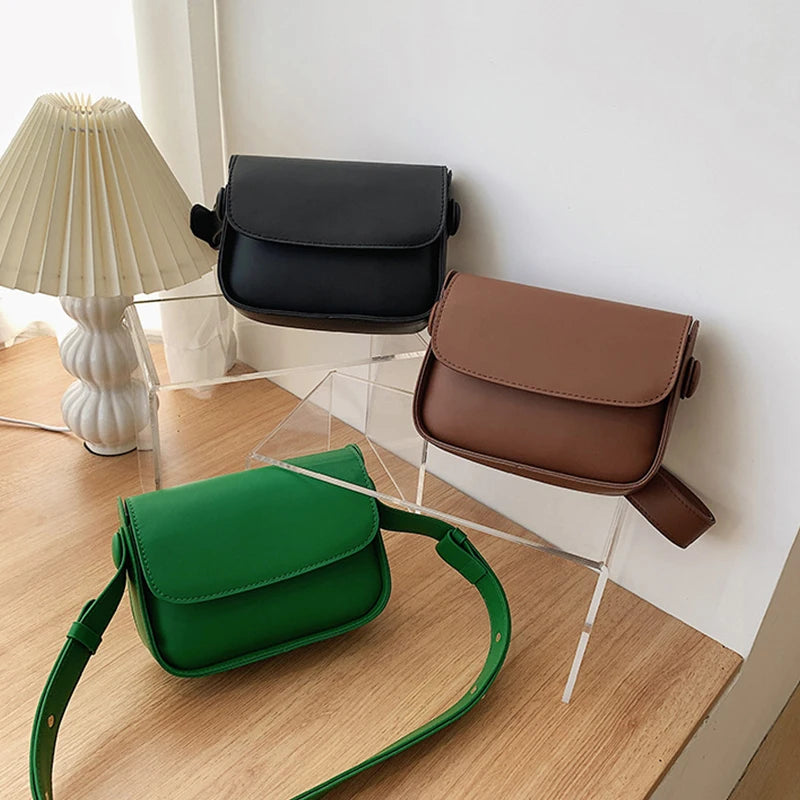 Women's Pu Flap Crossbody Bag Solid Magnetic Clasp Armpit Shoulder Bag