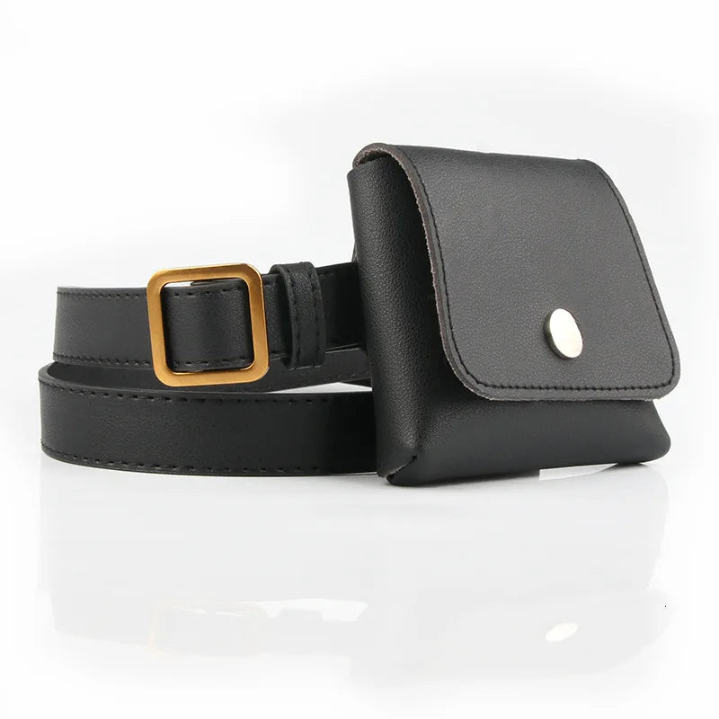 Women's Pure Leather Waist Bag PU Messenger Shoulder Chest Pochete